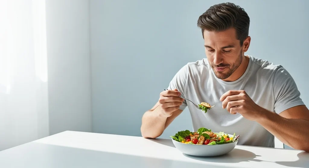 Healthy diet choices influencing skin health and oil production.